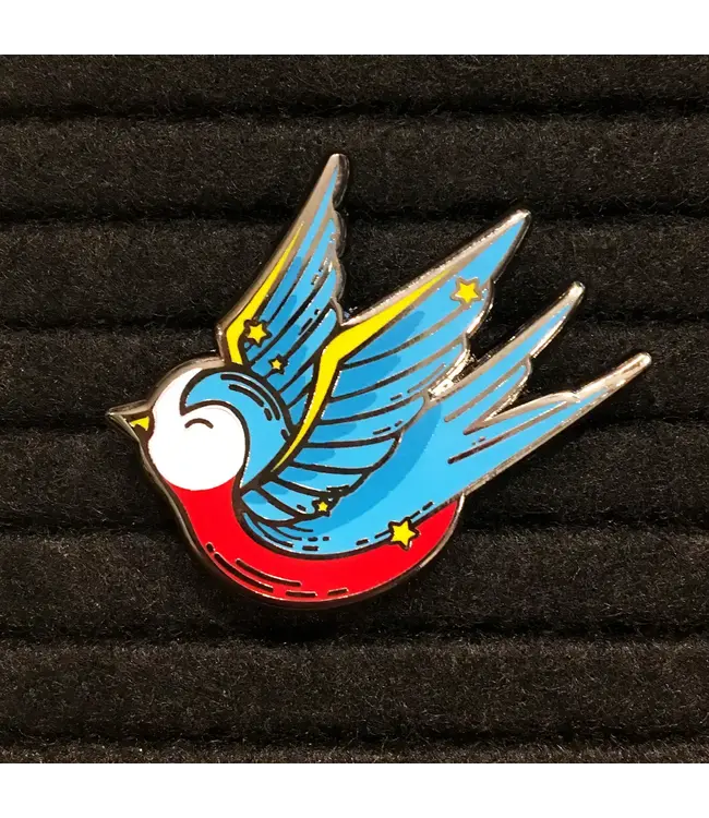 Swallow Your Style: Enamel Pin with a Twist!