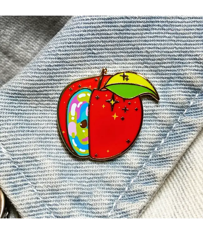 Whimsical Magic Apple Rainbow Enamel Pin – Pin Your Dreams!