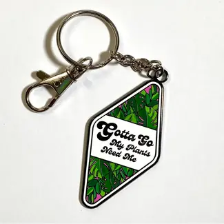 Snacks Please "Gotta Go, My Plant Need Me" Enamel Keychain
