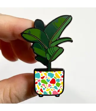 Snacks Please Rubber Plant Potted Enamel Pin