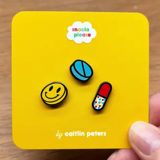 Snacks Please Mini Pill Trio Enamel Pin Set