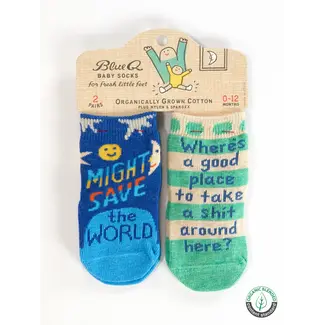 Blue Q Save World/Take Shit Baby Socks