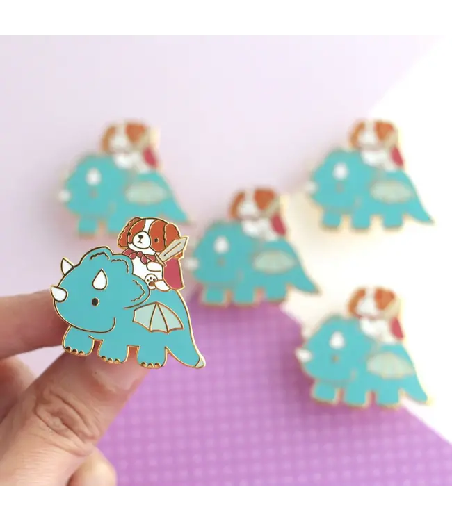 Knightly Canine Adventure: Cavalier on a Dragon Pin!