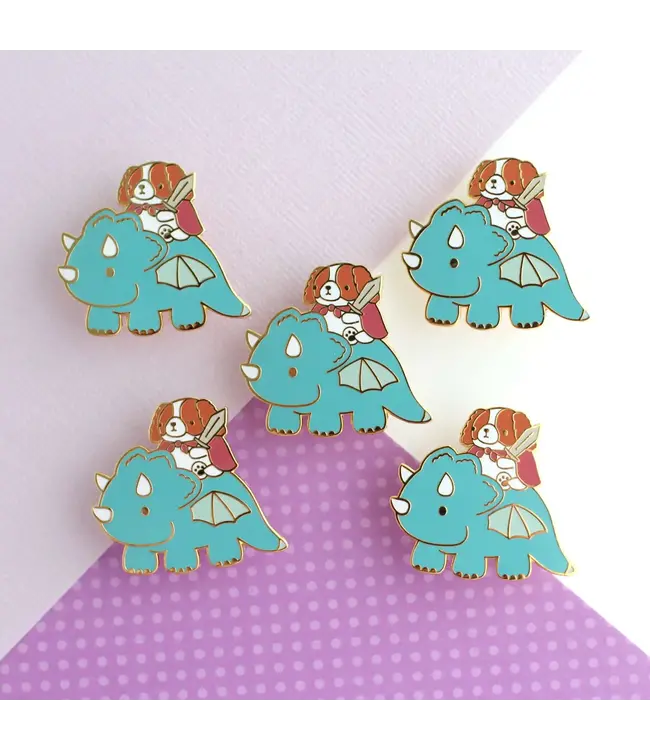 Knightly Canine Adventure: Cavalier on a Dragon Pin!