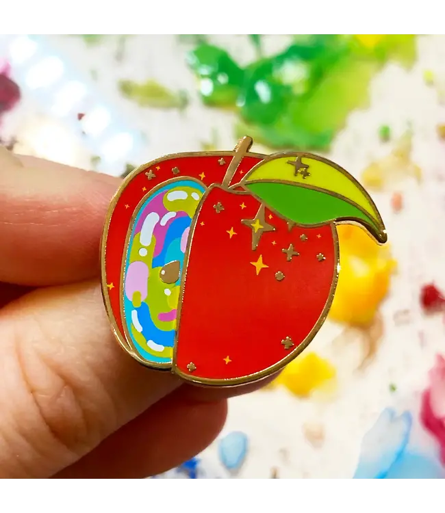 Whimsical Magic Apple Rainbow Enamel Pin – Pin Your Dreams!