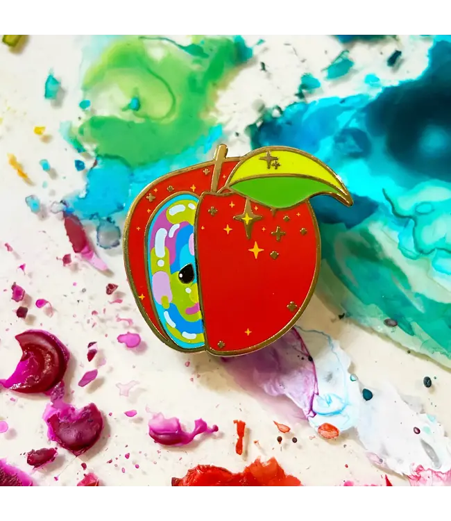 Whimsical Magic Apple Rainbow Enamel Pin – Pin Your Dreams!
