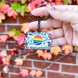Rainbow Certified All Part of the Same Universe Enamel Keychain
