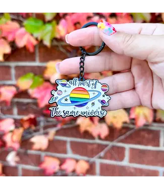 Rainbow Certified All Part of the Same Universe Enamel Keychain