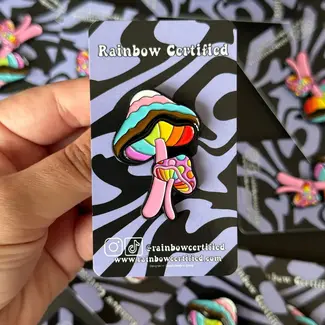 Rainbow Certified Mushroom Rainbow Pride Enamel Pin