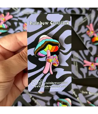 Rainbow Certified Mushroom Rainbow Pride Enamel Pin