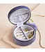 Moonrise Mini Round Velvet Travel Jewellery Case in Blue