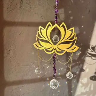 LilAryenne Lotus Amethyst Wooden Suncatcher