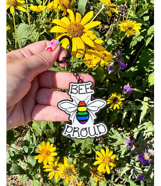 Rainbow Certified Bee Proud Enamel Keychain