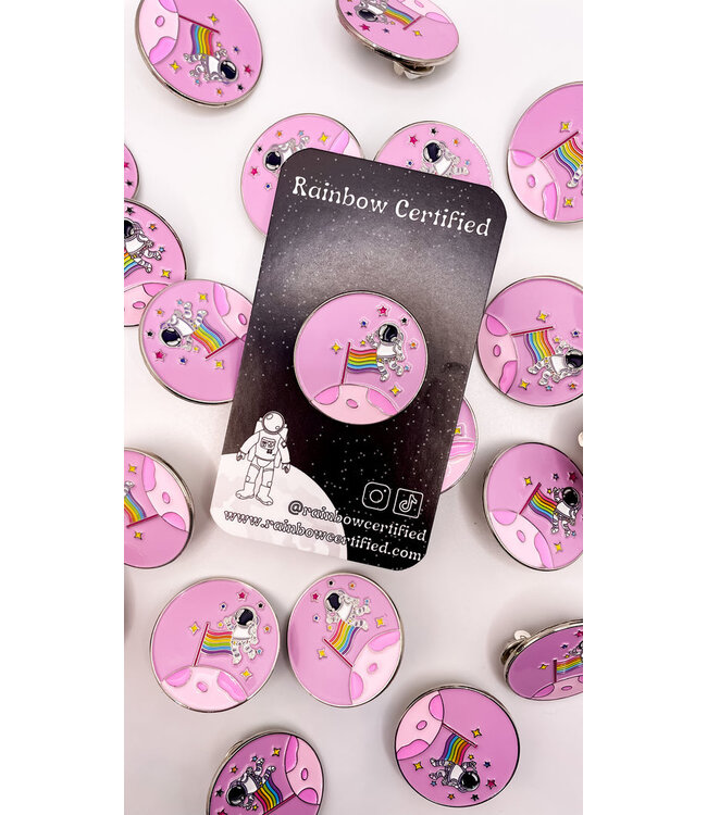 Rocket Your Style: Moon Landing Pride Pin!