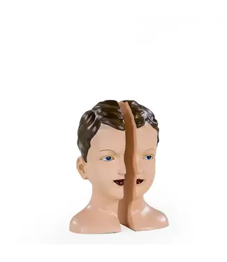 McGowan & Rutherford Ltd Antiqued Split Deco Head Bookends Pair
