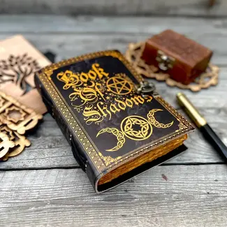R K Handicrafts and Exporters Leather Journal Vintage Notebook with Book of Shadows Print