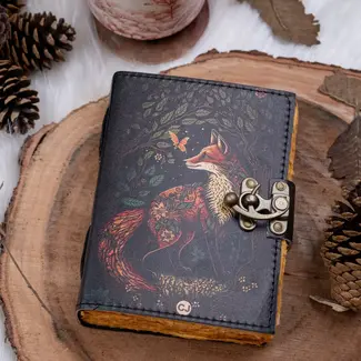R K Handicrafts and Exporters Traveler Leather Journal Vintage Pages with Fox Print