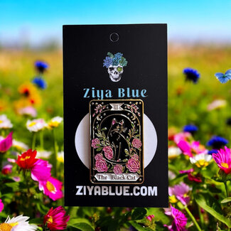 Ziya Blue Tarot Card Black Cat Enamel Pin