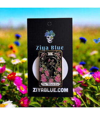 Ziya Blue Tarot Card Black Cat Enamel Pin
