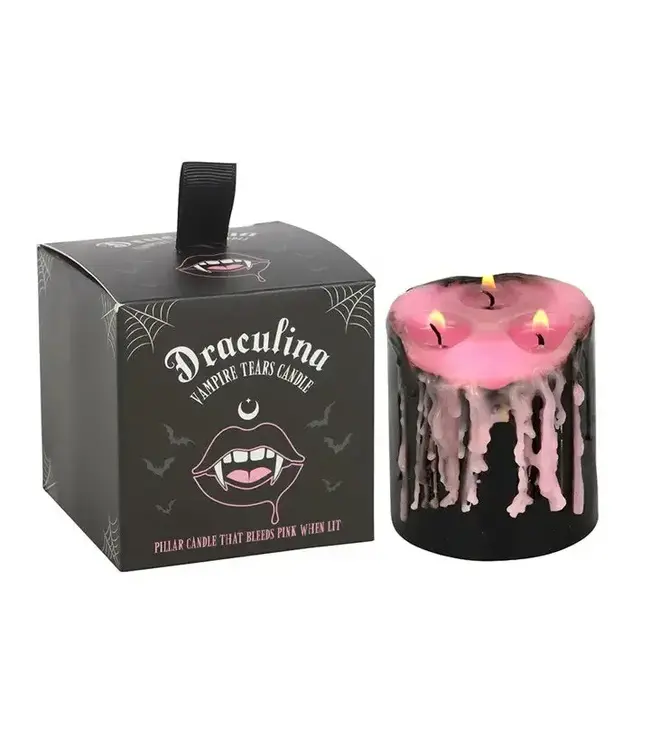 Small Pink Vampire Tears Gothic Bleeding Pillar Candle