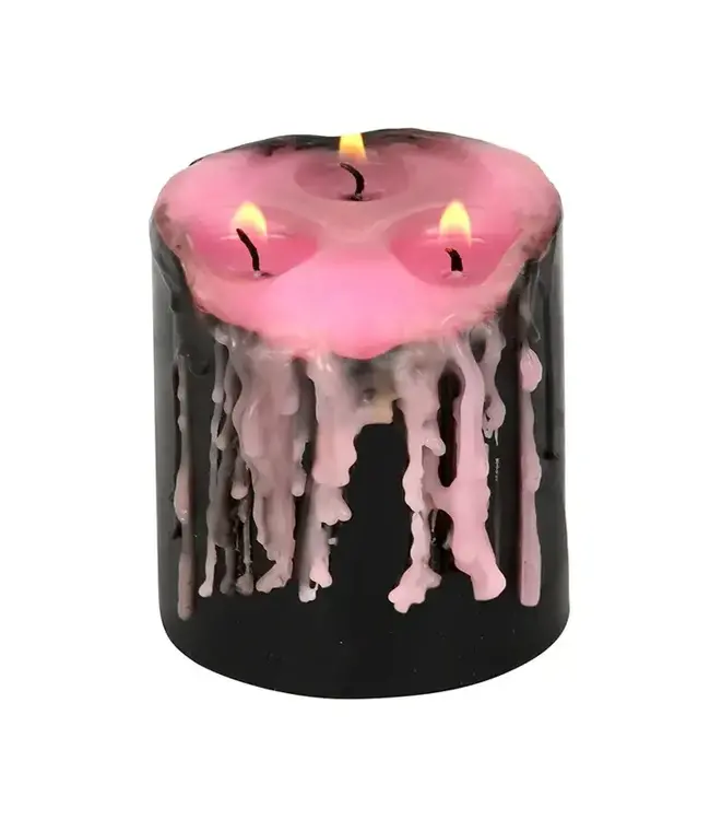 Small Pink Vampire Tears Gothic Bleeding Pillar Candle