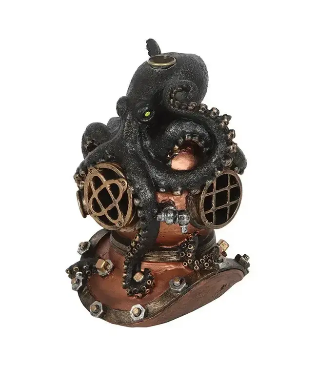 Steampunk Kraken On Diver's Helmet Backflow Incense Burner