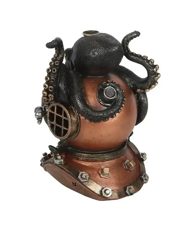 Steampunk Kraken On Diver's Helmet Backflow Incense Burner