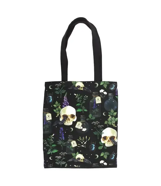 Venom & Vines Gothic Skull Print Polycotton Tote Bag