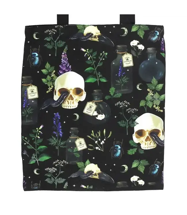 Venom & Vines Gothic Skull Print Polycotton Tote Bag