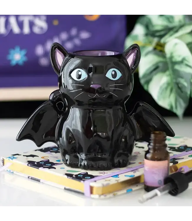 Cute and Creepy Gothic Bat Cat Oil Burner and Wax Warmer