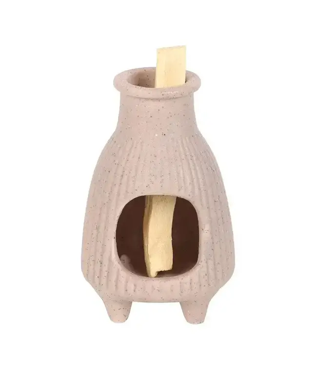 Greige Ribbed Palo Santo Sacred Wood Stick Burner