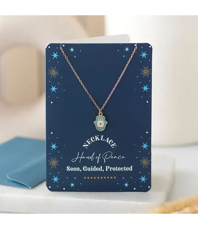 Hand of Hamsa Necklace On Greeting Card