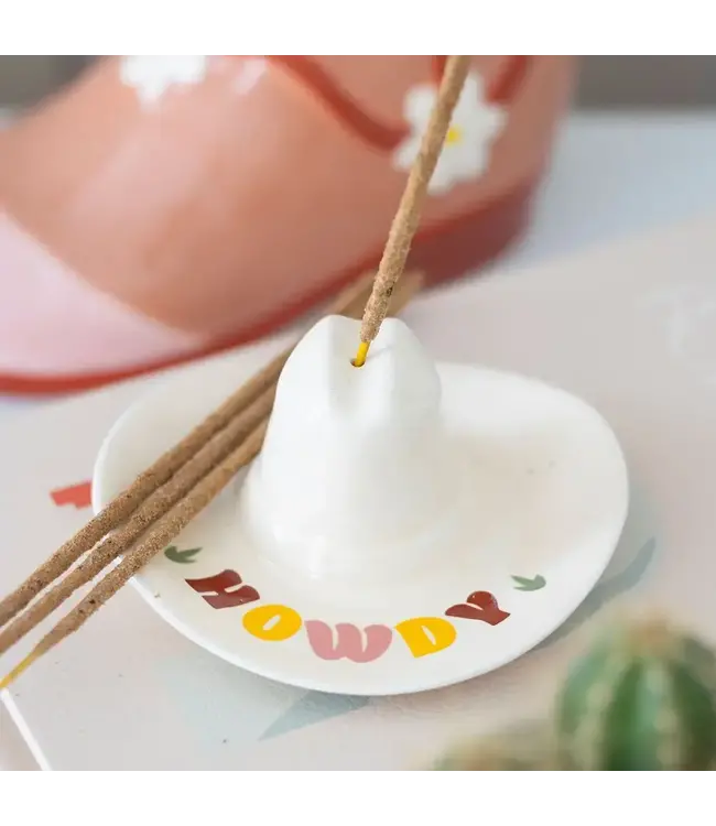 Howdy Cowboy Hat Ceramic Incense Stick Holder