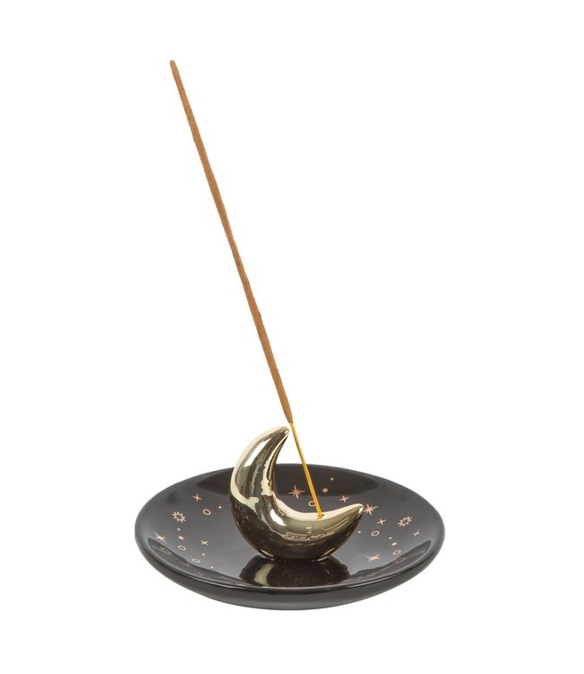Gold Crescent Moon Ceramic Incense Stick Holder