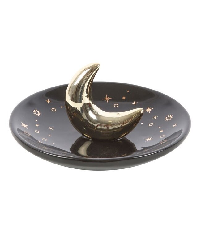 Gold Crescent Moon Ceramic Incense Stick Holder