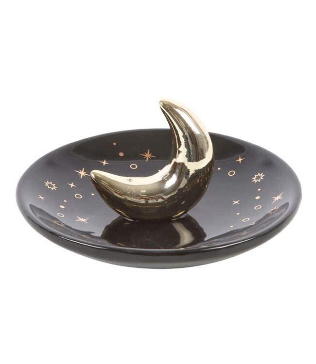 Gold Crescent Moon Ceramic Incense Stick Holder