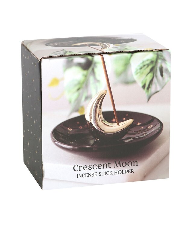 Gold Crescent Moon Ceramic Incense Stick Holder