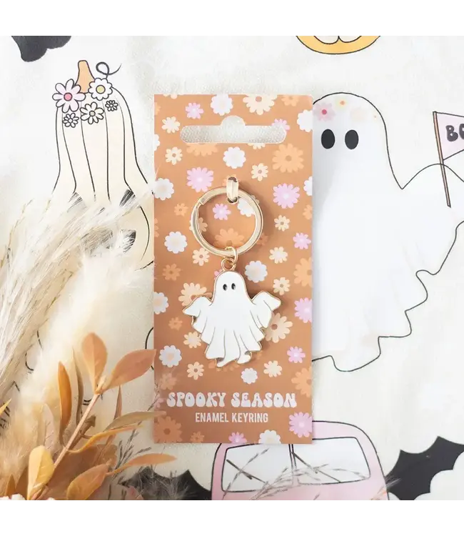 Spooky Season Groovy Ghost Keyring