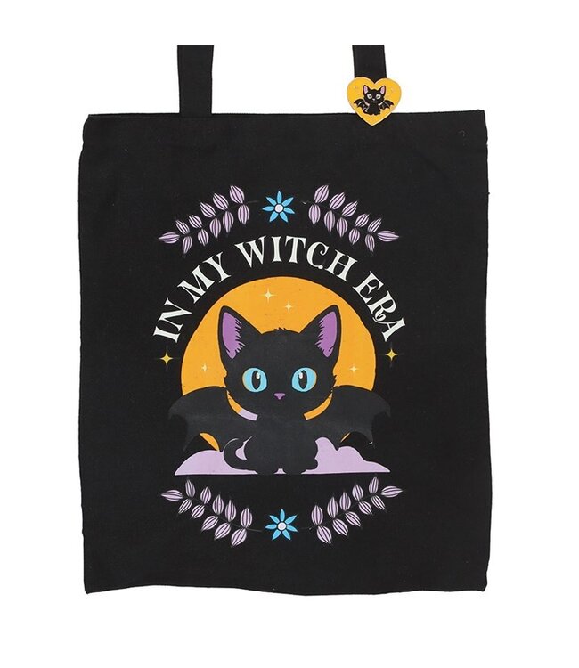 Witch Era Bat Cat Tote Bag W/ Enamel Pin