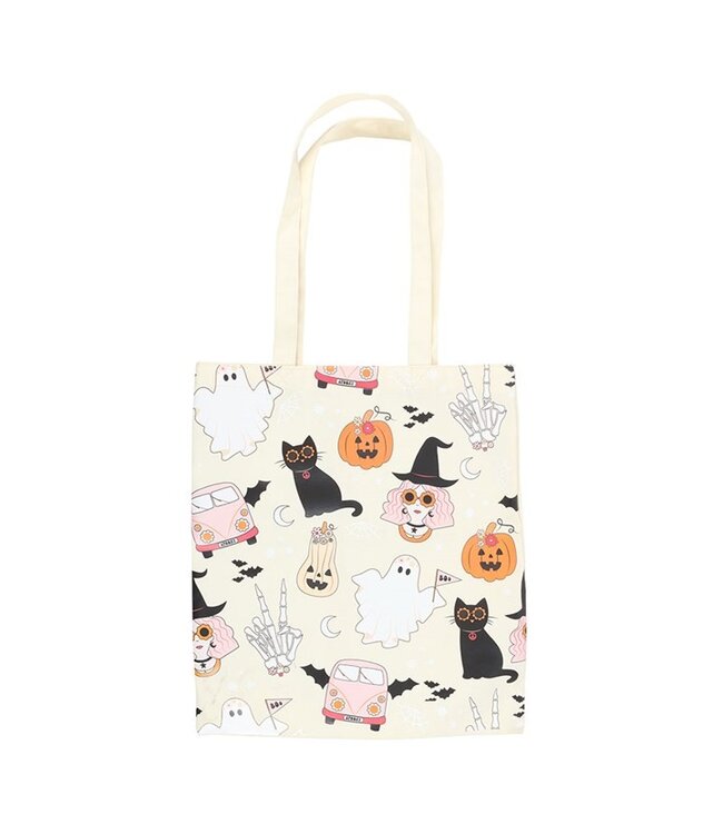 Groovy Ghost Halloween Print Tote Bag