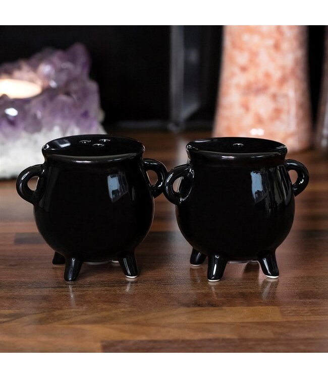 Gothic Halloween Cauldron Cruet Salt and Pepper Set