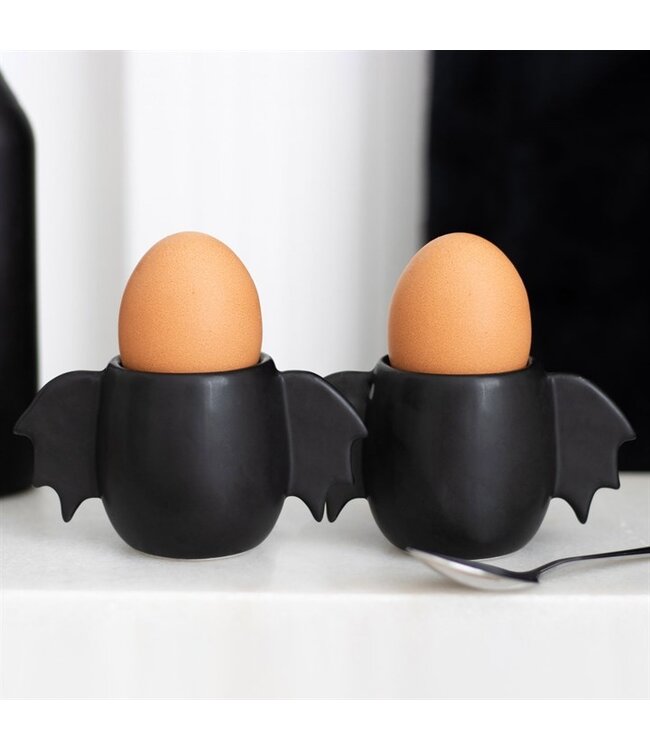 Gothic Bat Wing Halloween Egg Cup Set