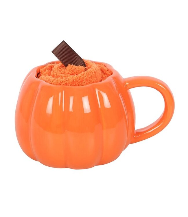 Cute Pumpkin Fall and Autumn Mug and Socks Set