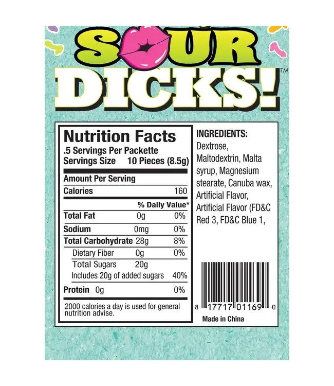 Suck a Bag of Sour Dicks Candy - 3oz Bag
