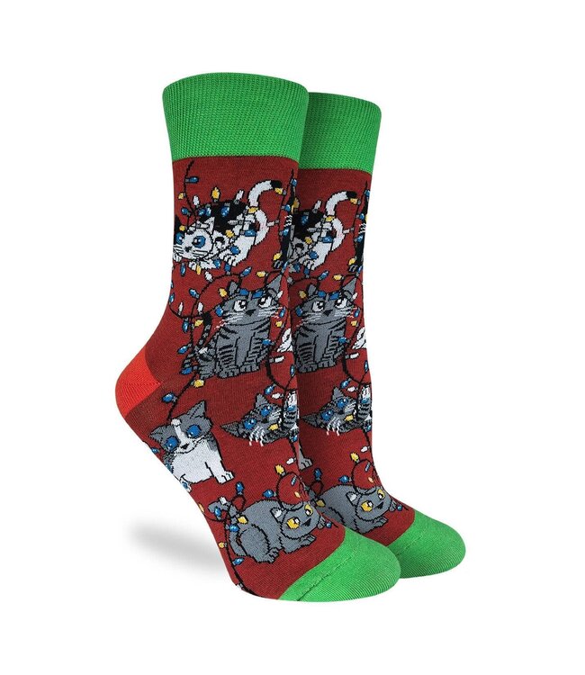 Women's Christmas Light Cat Socks