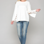 Long Sleeve Top w/ Brown Buttons