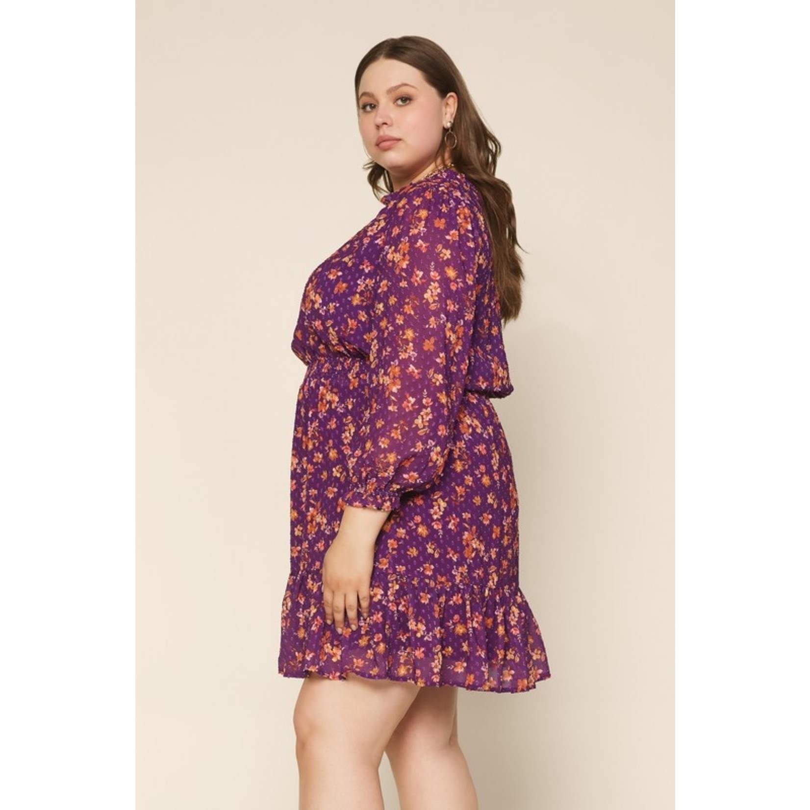Skies are Blue Floral Swiss Dot Dress