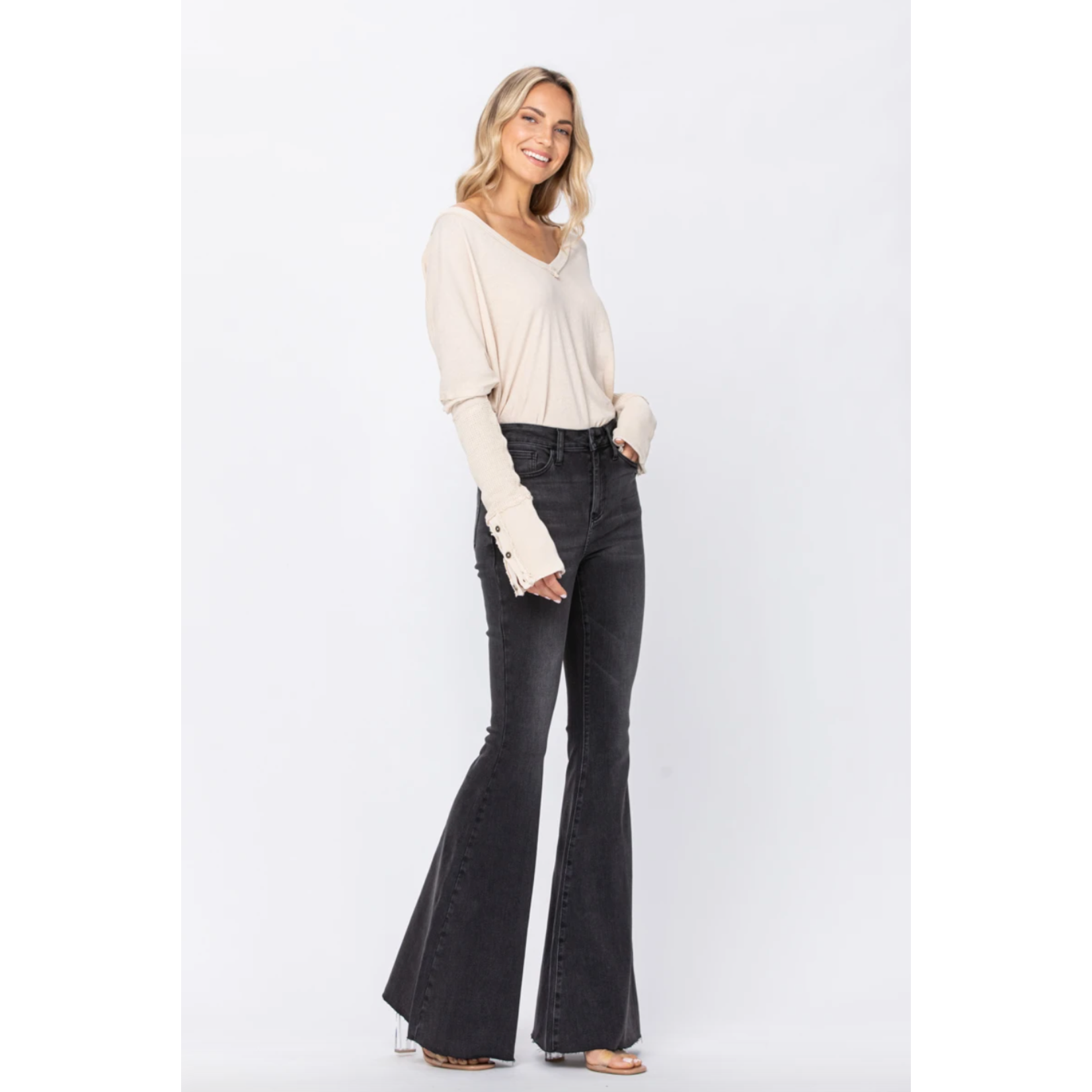 Judy Blue Black Pull On Flare Jeans