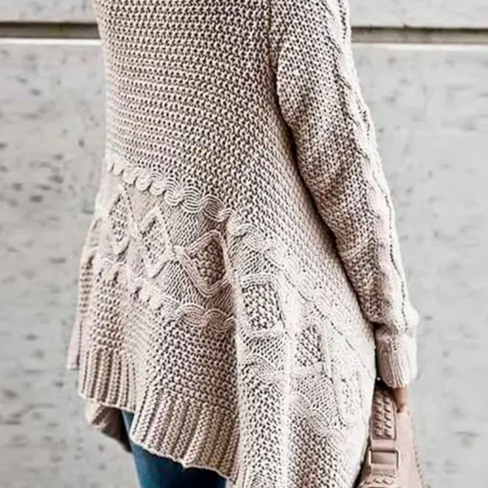 Mazik Knit Cable Twisted Open Front Cardigan