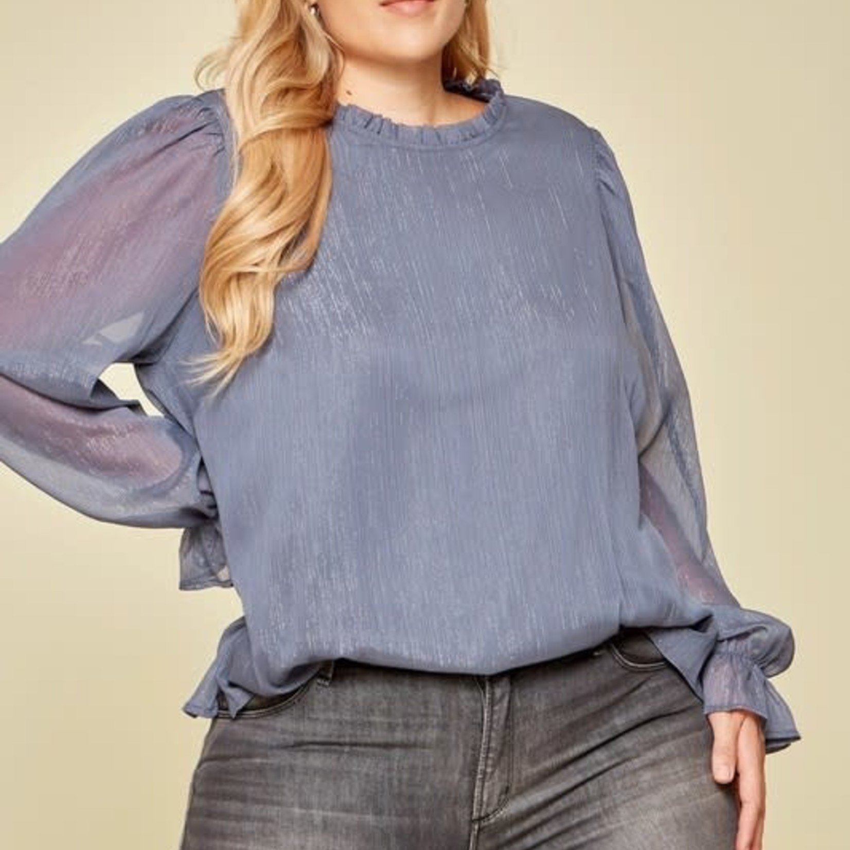 Andree Shimmer Blouse with Balloon Sleeves